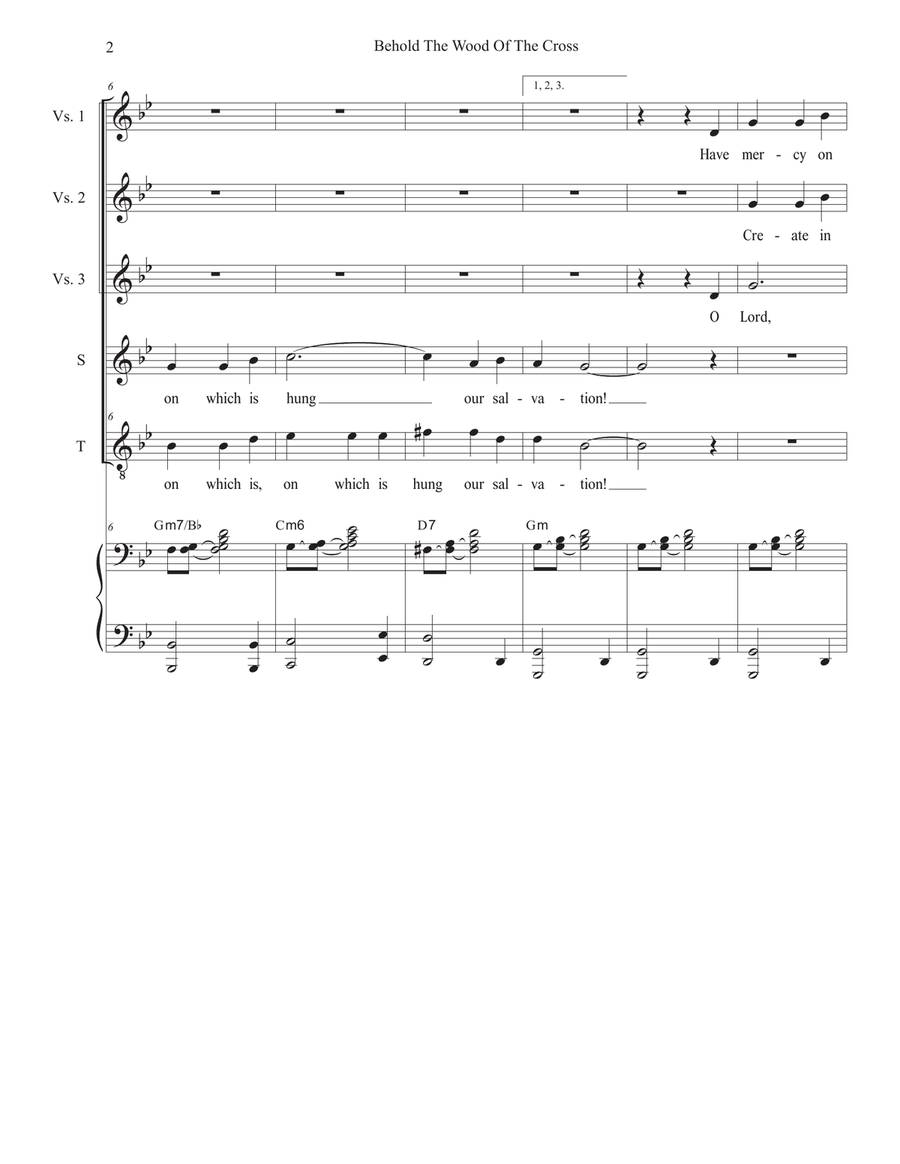 Behold The Wood Of The Cross (2-part choir - (Soprano and Tenor) 2-Part scores gallery preview page 2