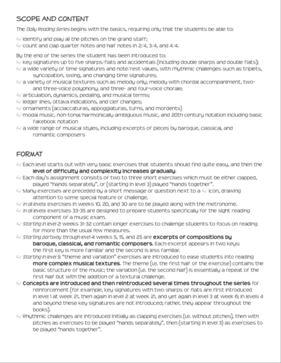 Daily Reading Level 1 - music reading comprehension for piano students Piano Method scores gallery preview page 2