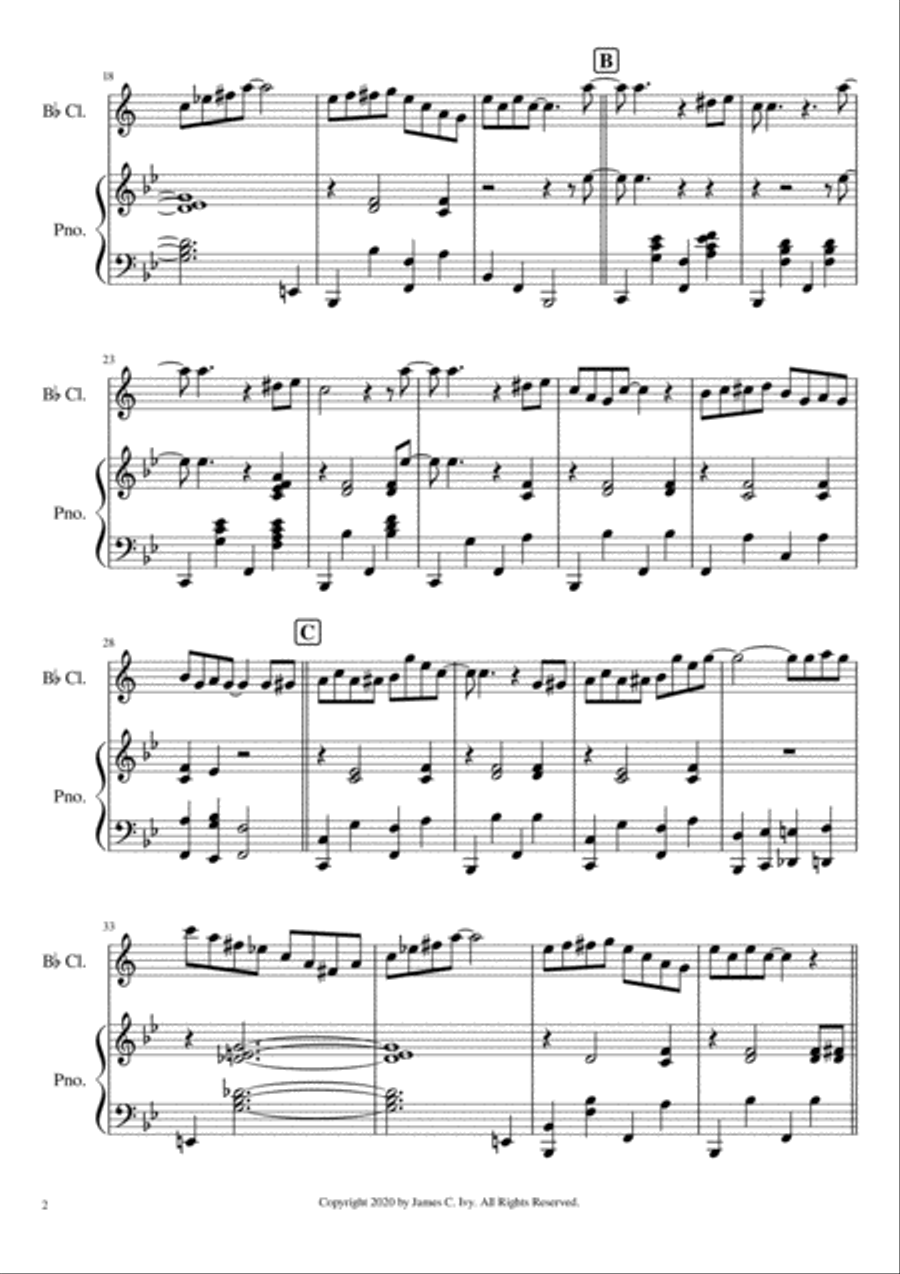 The Sweet Potato Strut for Solo Clarinet with Piano Accompaniment Clarinet Solo scores gallery preview page 3