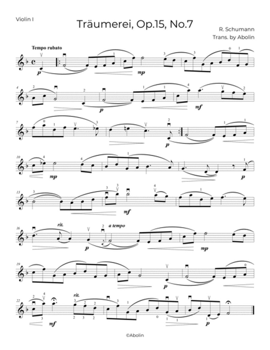 Schumann: Traumerei, Op.15, No.7 - String Quartet image number null