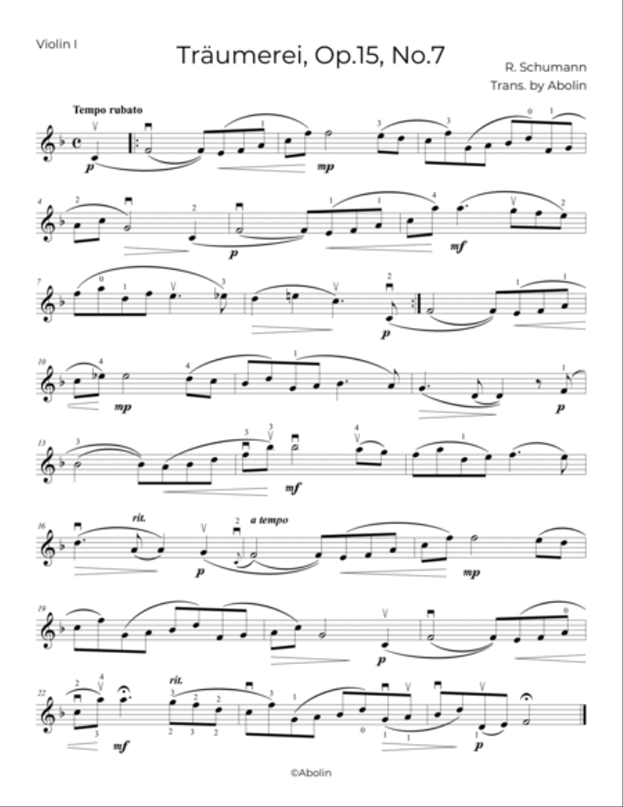 Schumann: Traumerei, Op.15, No.7 - String Quartet String Quartet scores gallery preview page 5
