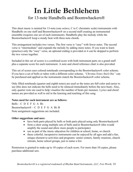 In Little Bethlehem for 13-note Bells and Boomwhackers (with Color Coded Notes) image number null