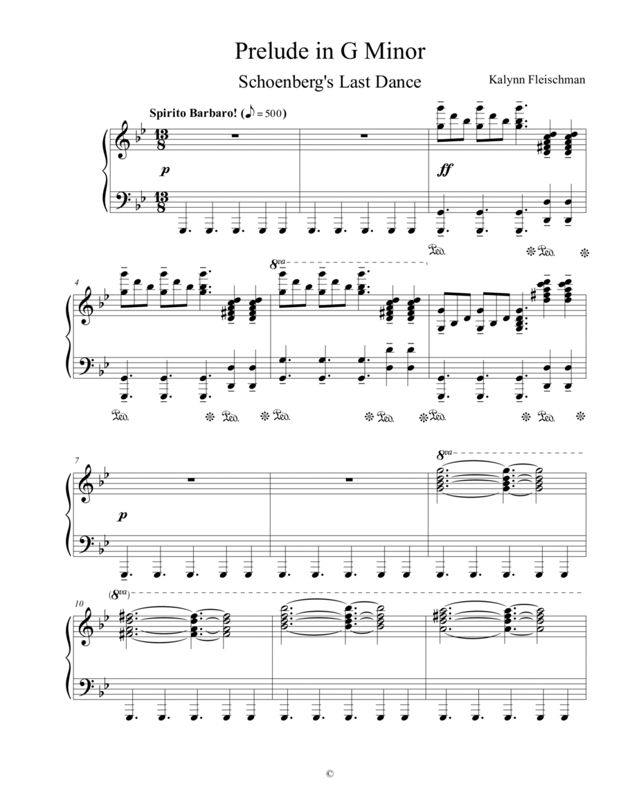 Prelude in G Minor: Schoenberg's Last Dance Piano Method scores gallery preview page 1