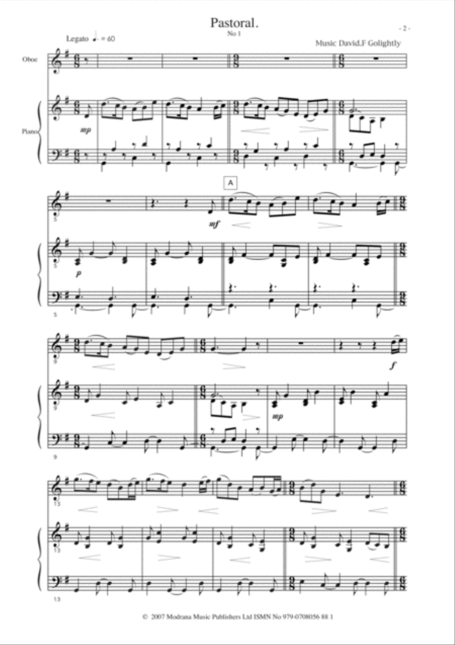 Three Graded Impressionist Sketches for Oboe and Piano Piano scores gallery preview page 4