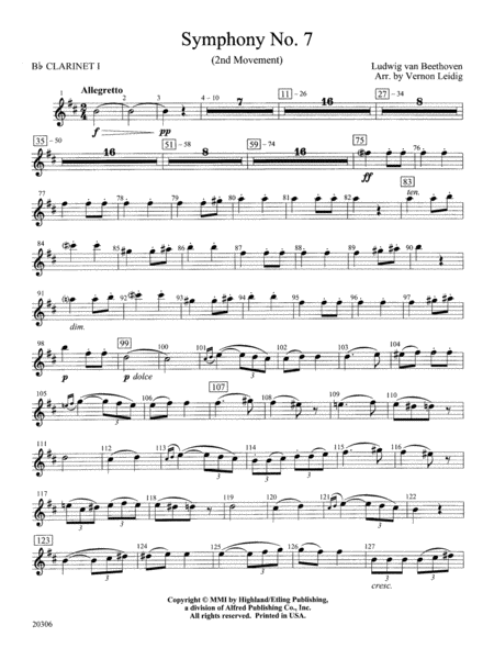 Symphony No. 7 (2nd Movement): 1st B-flat Clarinet