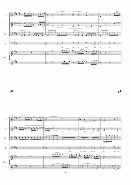 "O statua gentilissima" - "Don Giovanni" (Mozart) - arr. for flute, violin, cello, piano and vocal (