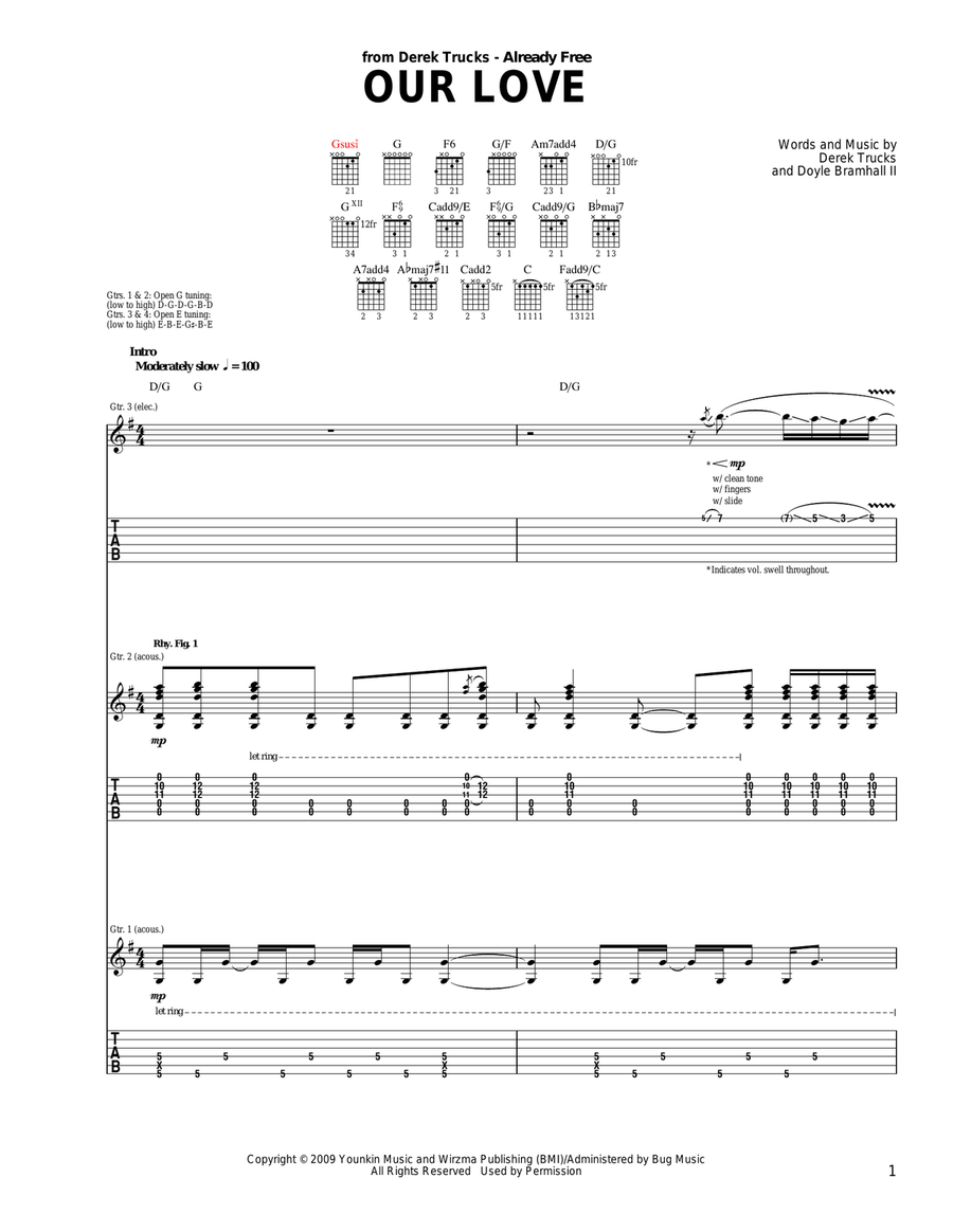 Our Love Acoustic Guitar scores gallery preview page 1