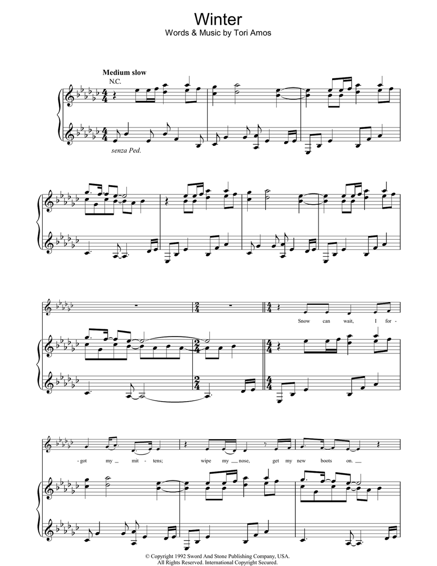 Winter Winter Piano, Vocal, Guitar scores gallery preview page 1