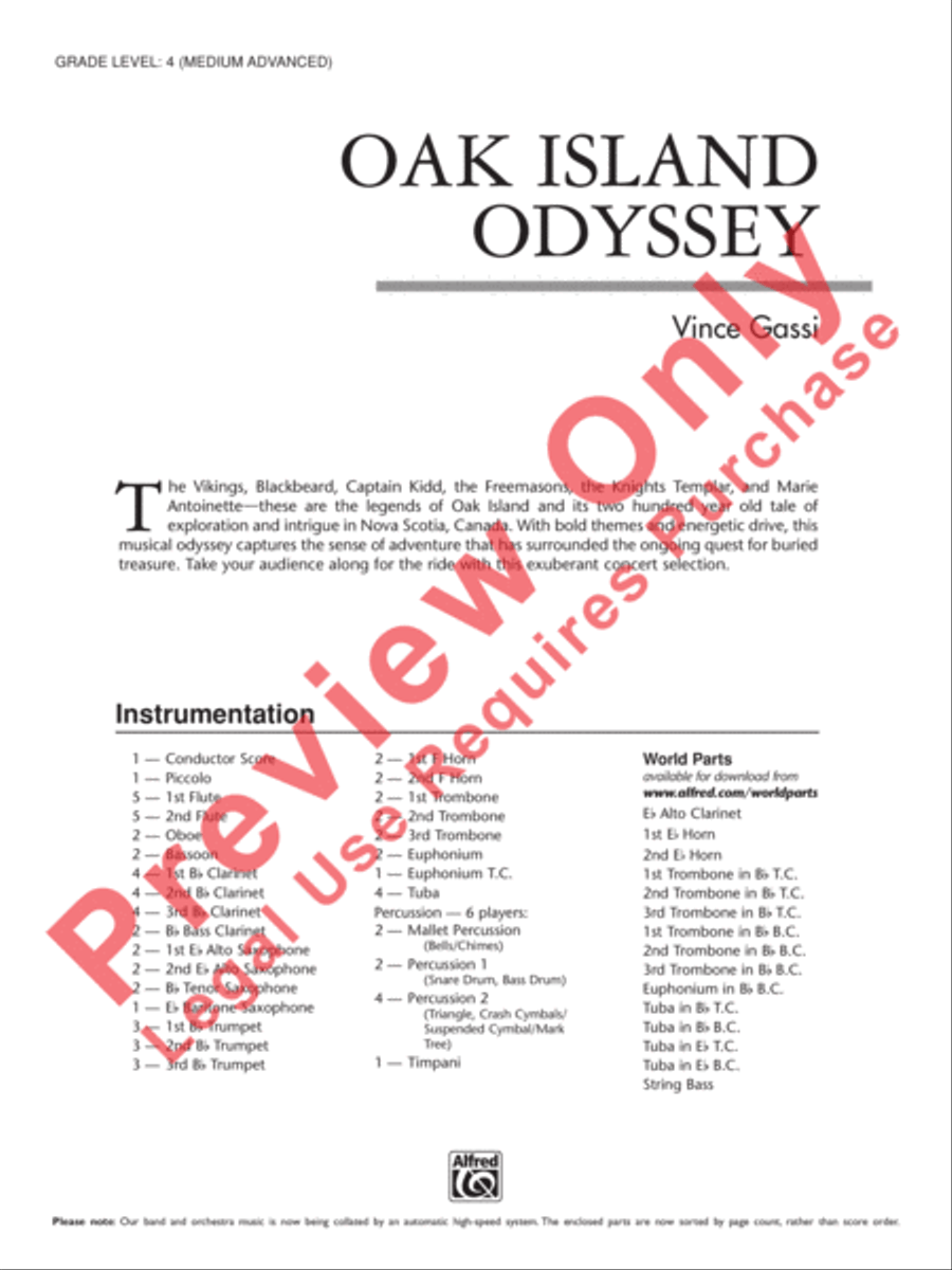 Oak Island Odyssey Oak Island Odyssey Concert Band scores gallery preview page 2