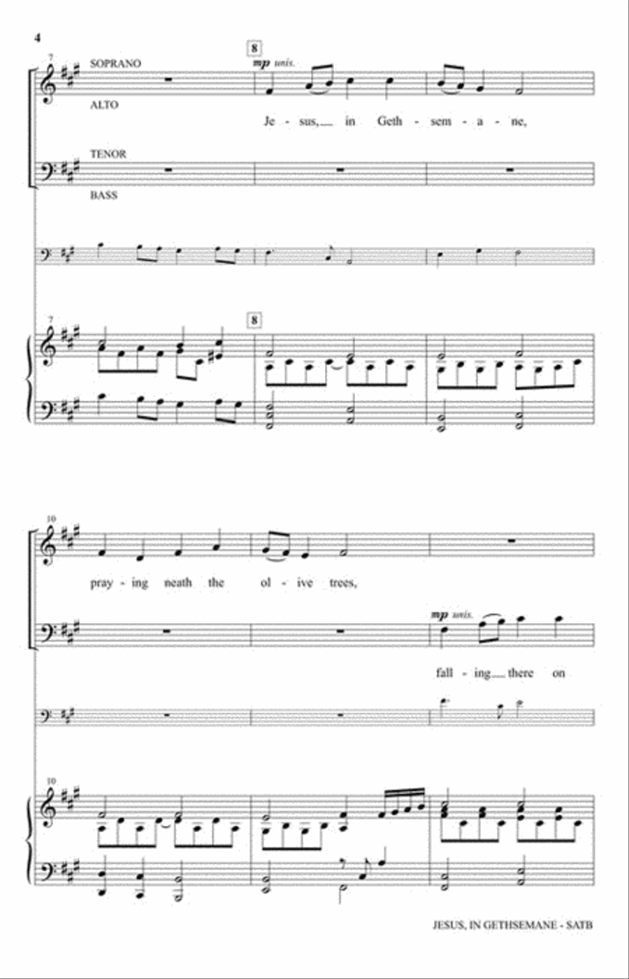 Jesus, in Gethsemane 4-Part scores gallery preview page 3