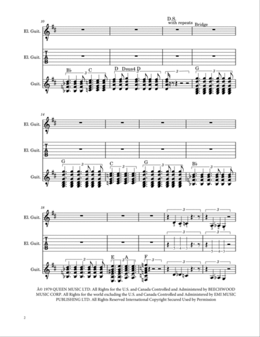 Crazy Little Thing Called Love Guitar Tablature scores gallery preview page 3