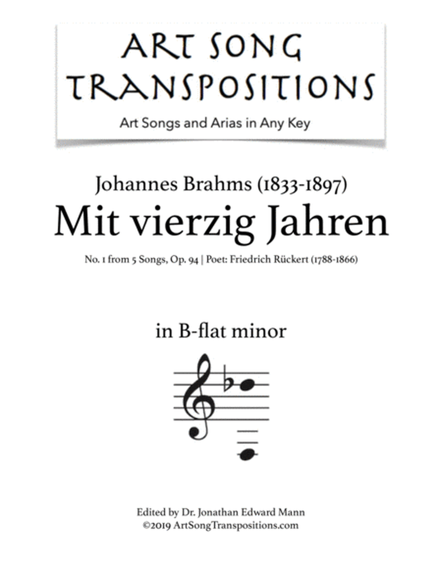 BRAHMS: Mit vierzig Jahren, Op. 94 no. 1 (transposed to B-flat minor)