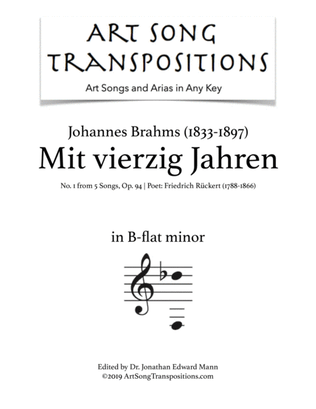 Book cover for BRAHMS: Mit vierzig Jahren, Op. 94 no. 1 (transposed to B-flat minor)