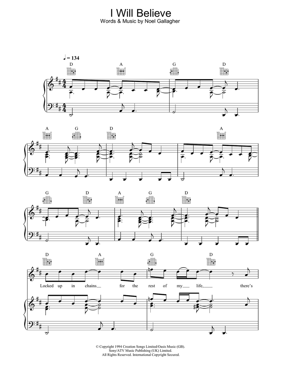 I Will Believe Piano, Vocal, Guitar scores gallery preview page 1