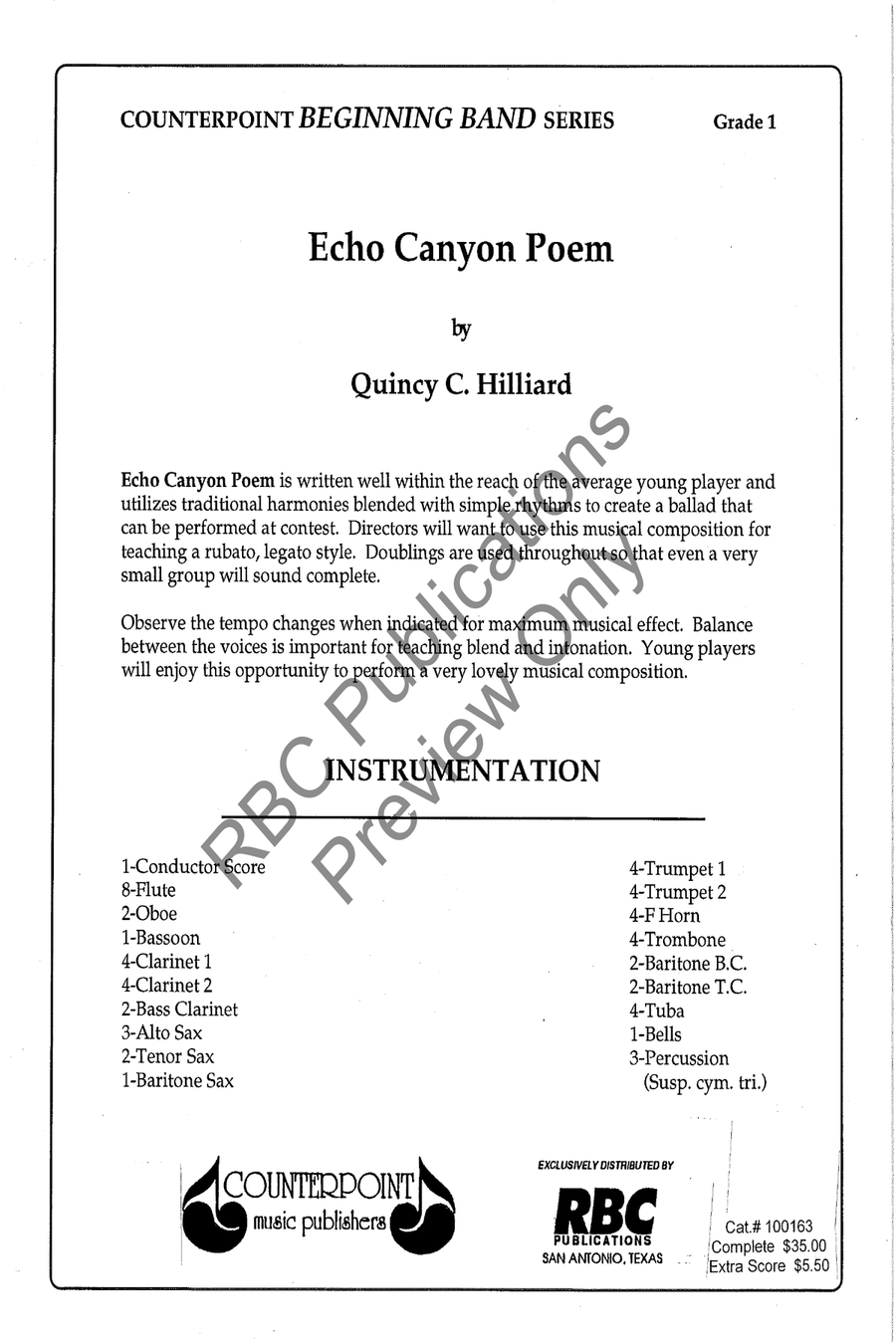 Echo Canyon Poem Concert Band scores gallery preview page 2