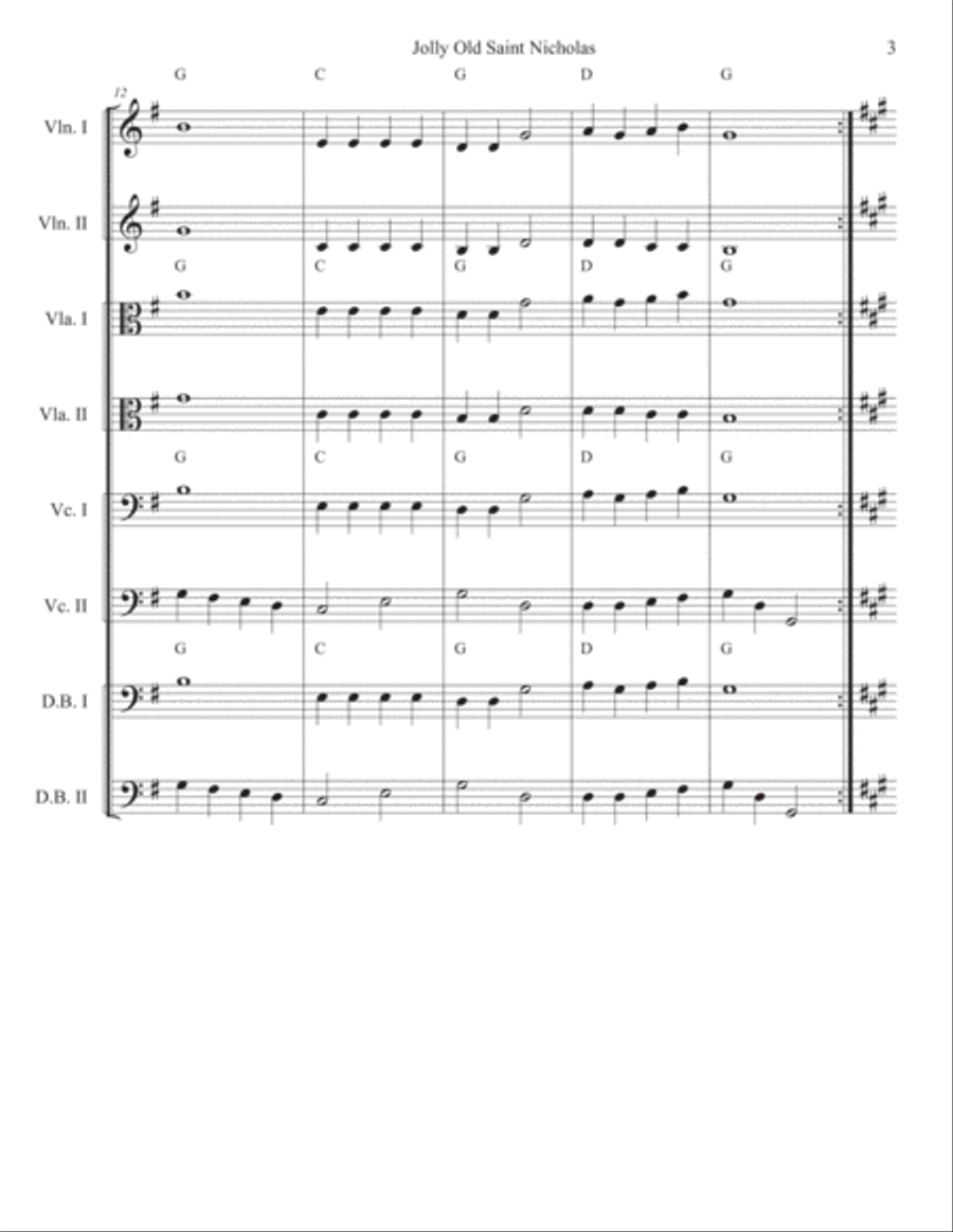 Jolly Old Saint Nicholas for Strings String Orchestra scores gallery preview page 3