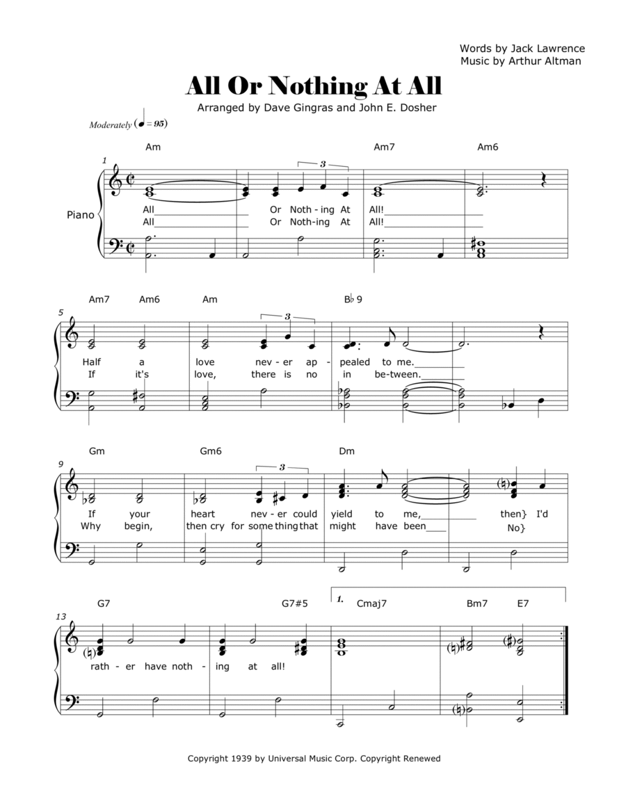 All Or Nothing At All Voice scores gallery preview page 1