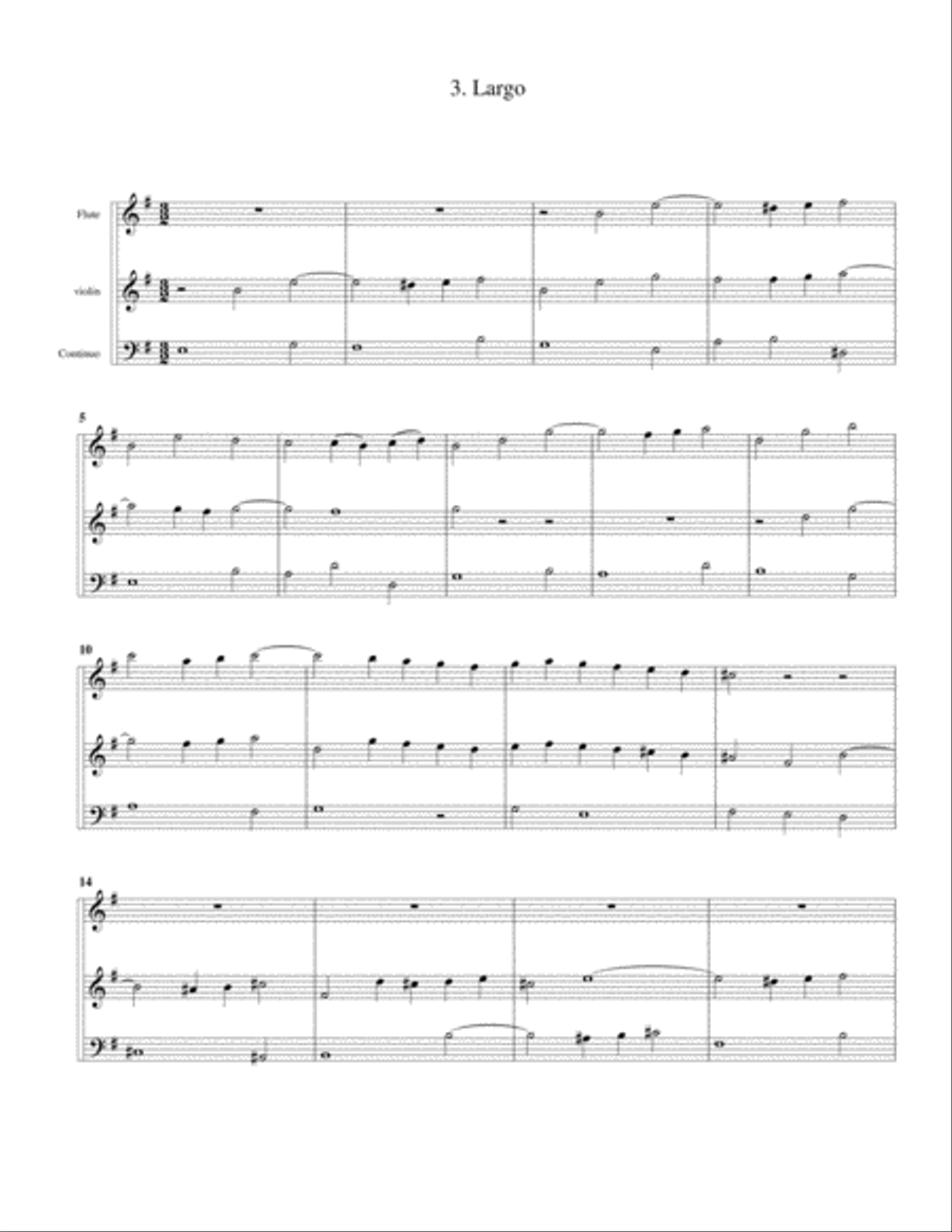 Trio sonata QV 2 Anh. 29 for flute, violin and continuo in G major Small Ensemble scores gallery preview page 5