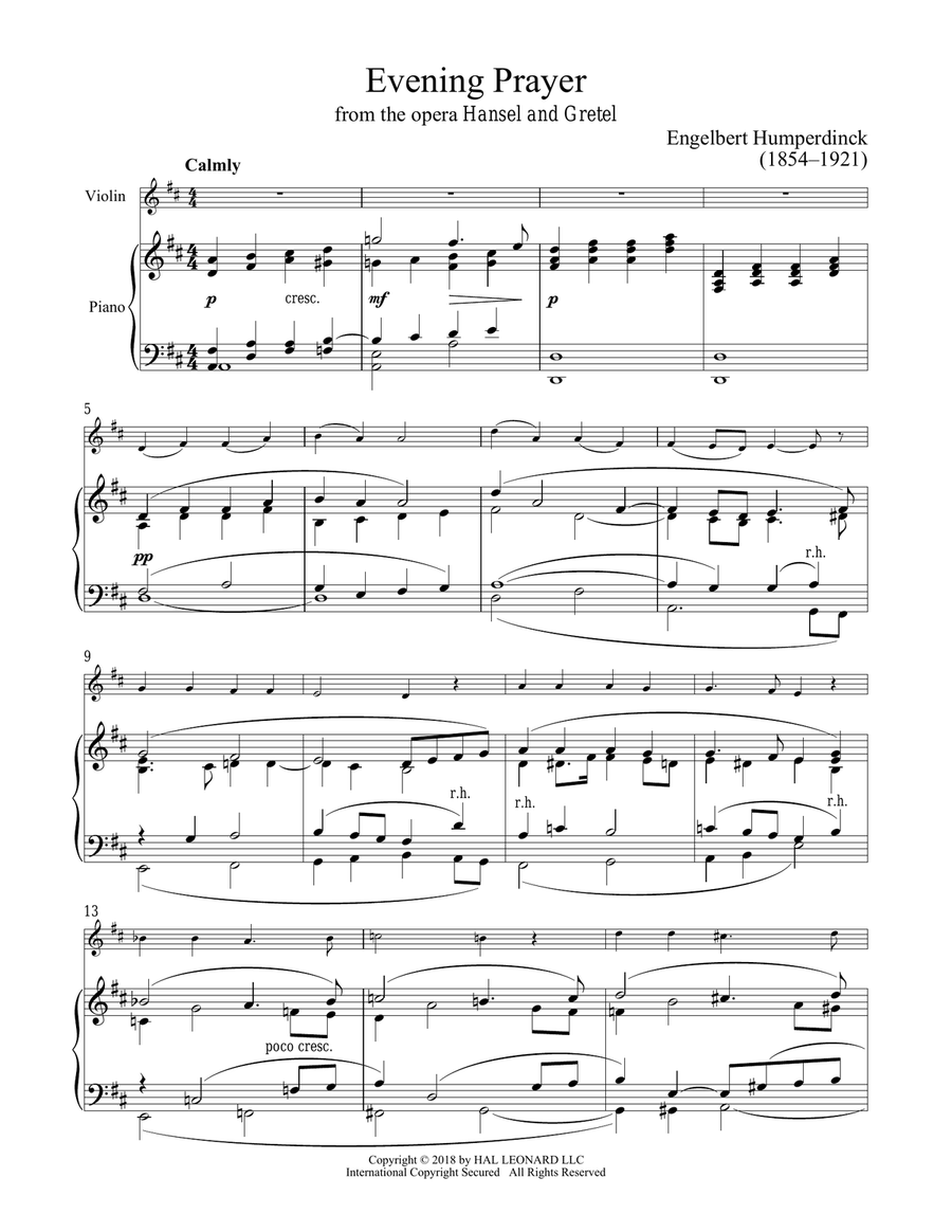 Evening Prayer Violin Solo scores gallery preview page 1