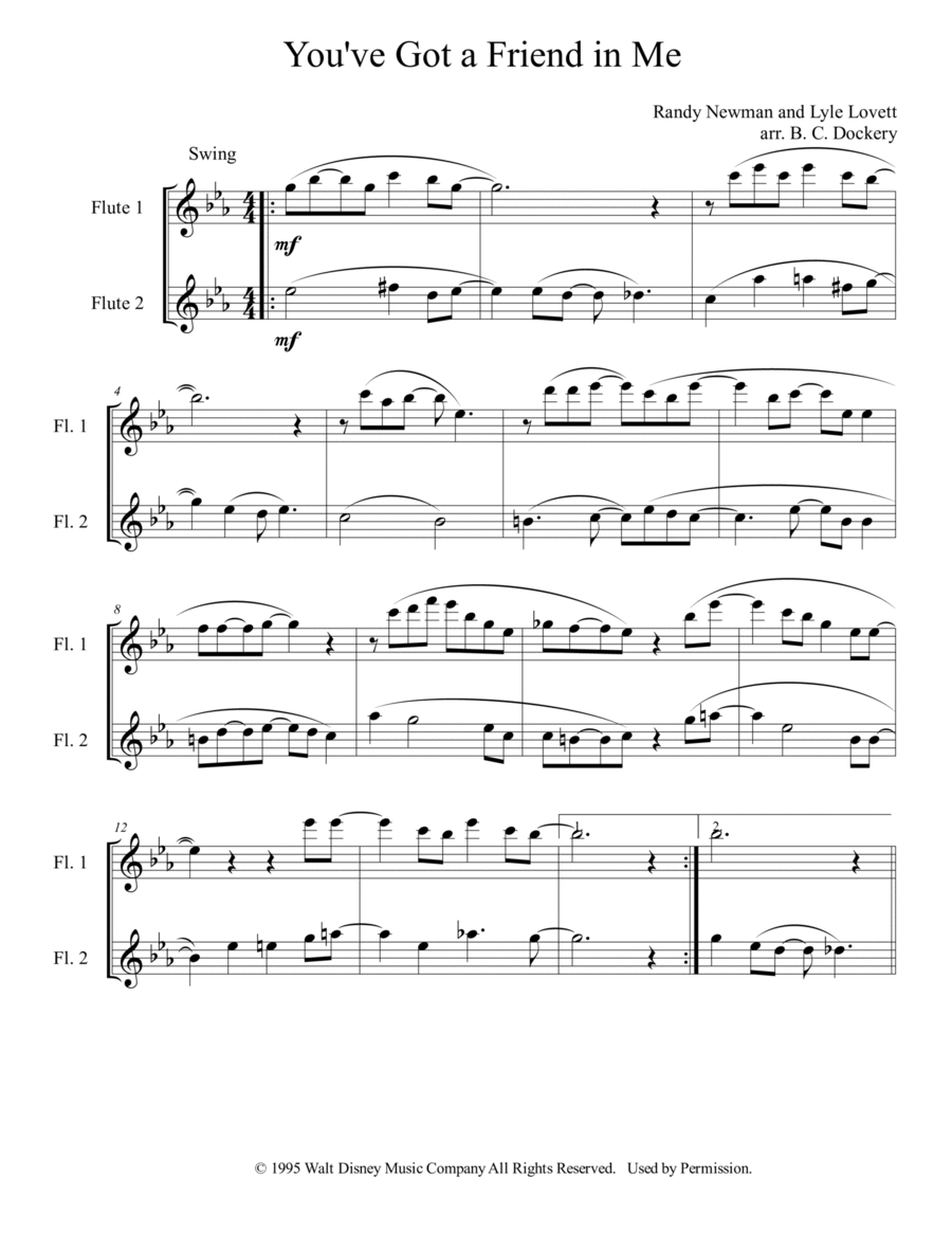 You've Got A Friend In Me Flute Duet scores gallery preview page 1