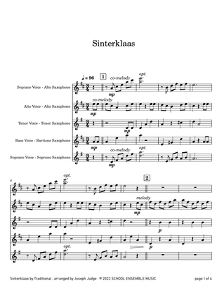 Sinterklaas for Saxophone Quartet in Schools