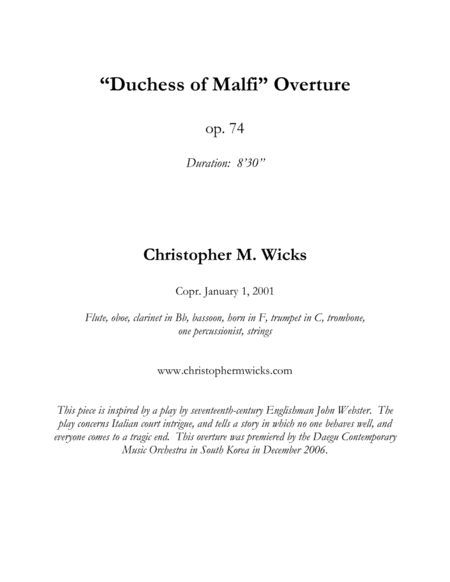 "Duchess of Malfi" Overture image number null