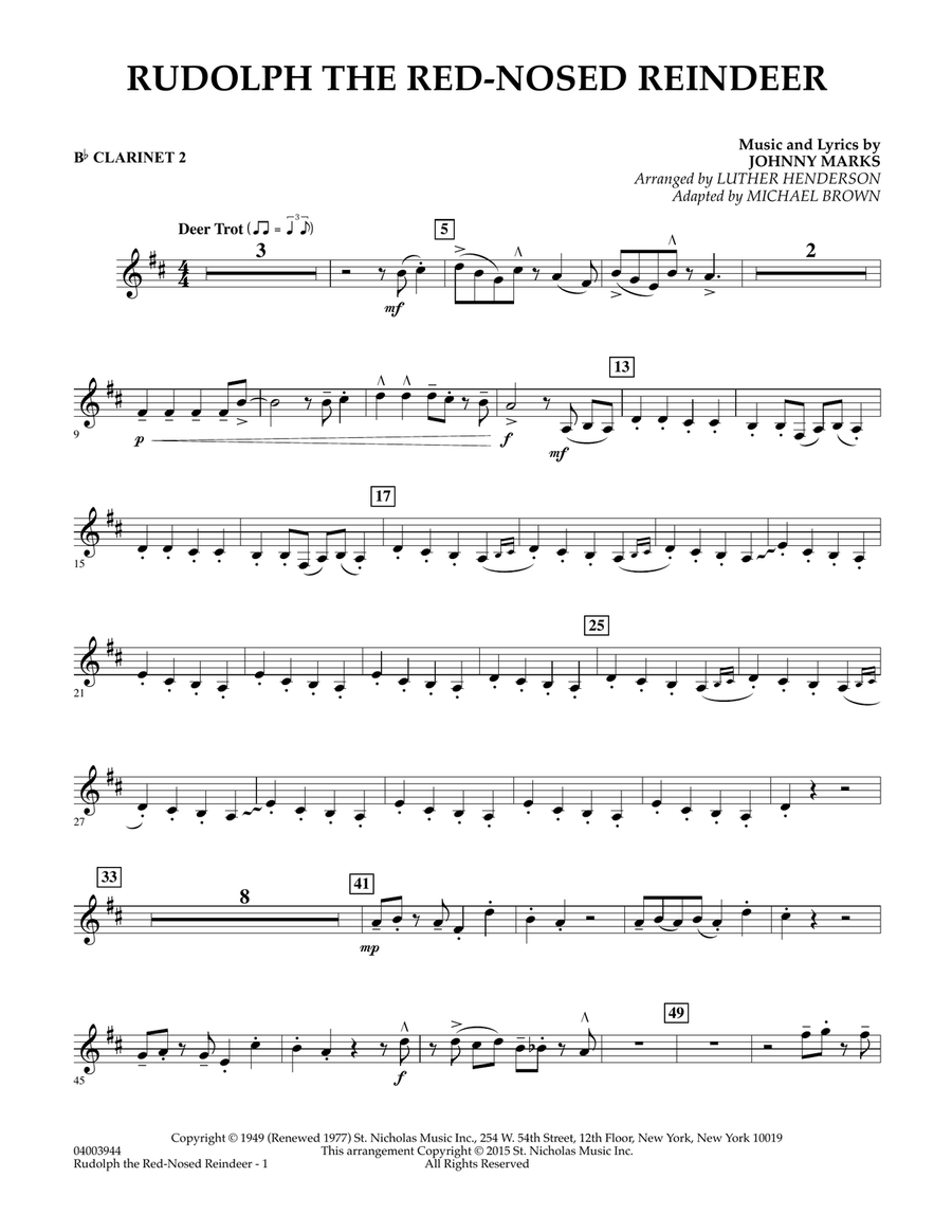 Rudolph the Red-Nosed Reindeer (Canadian Brass) - Bb Clarinet 2 B-Flat Clarinet scores gallery preview page 1