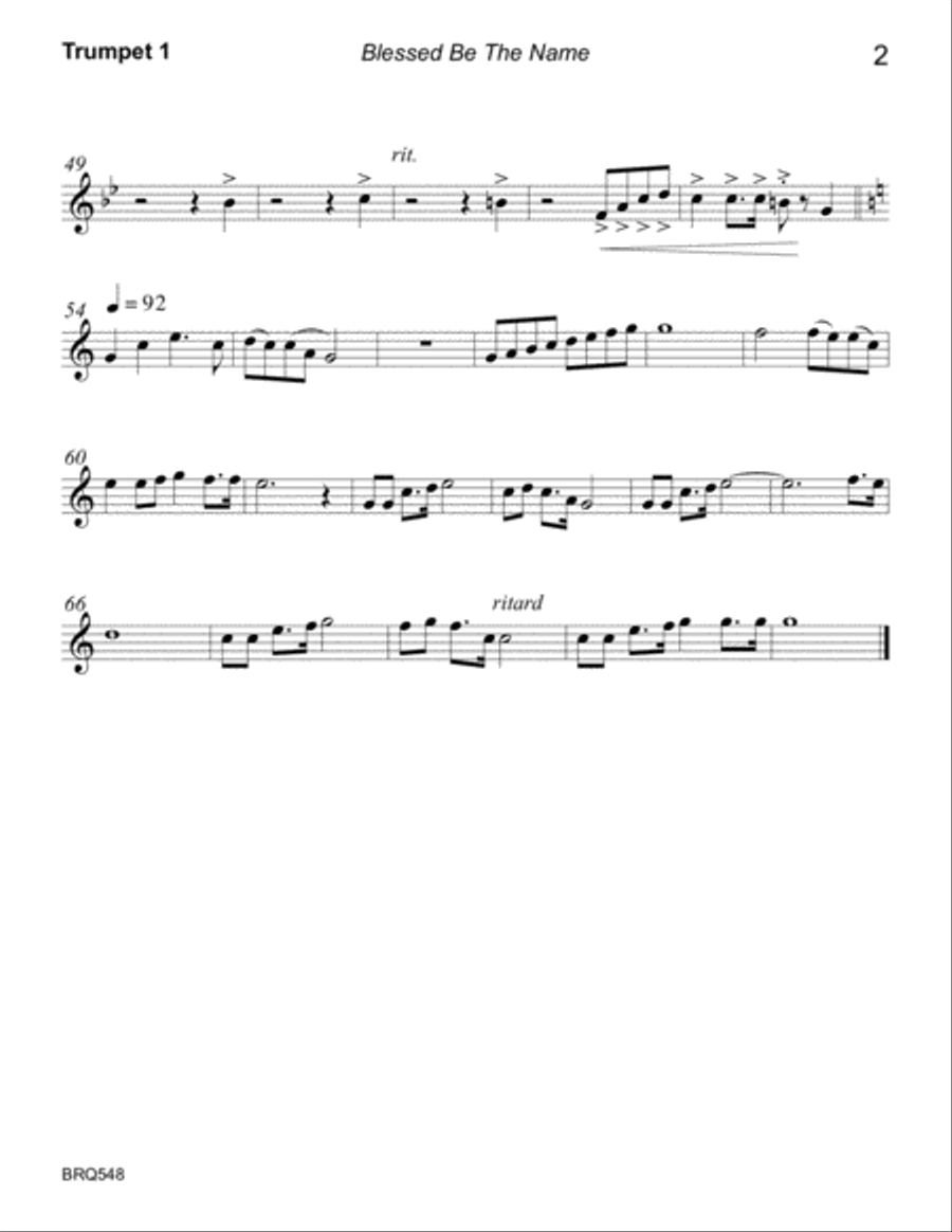 BLESSED BE THE NAME for unaccompanied BRASS QUINTET Brass Quintet scores gallery preview page 6