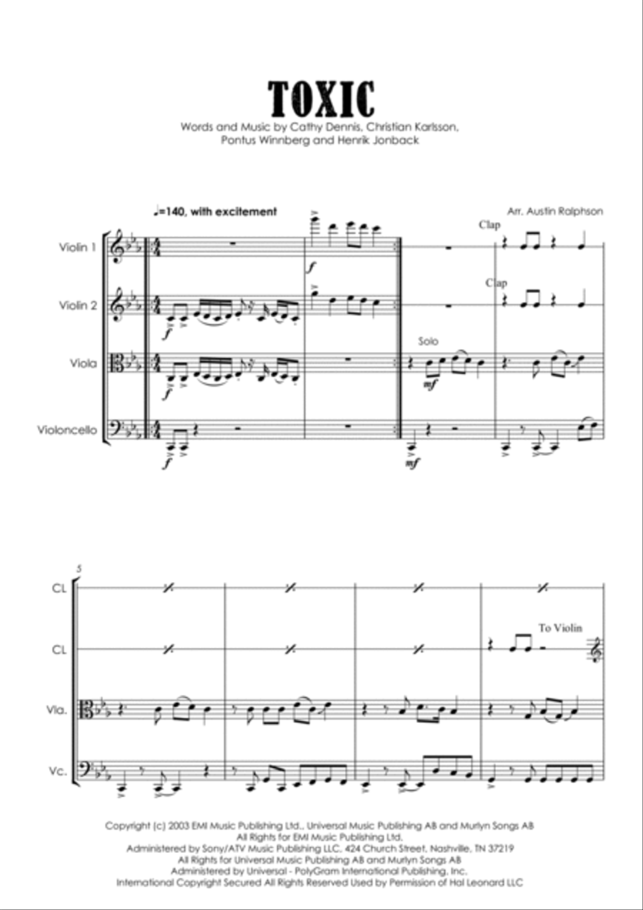 Toxic String Quartet scores gallery preview page 3