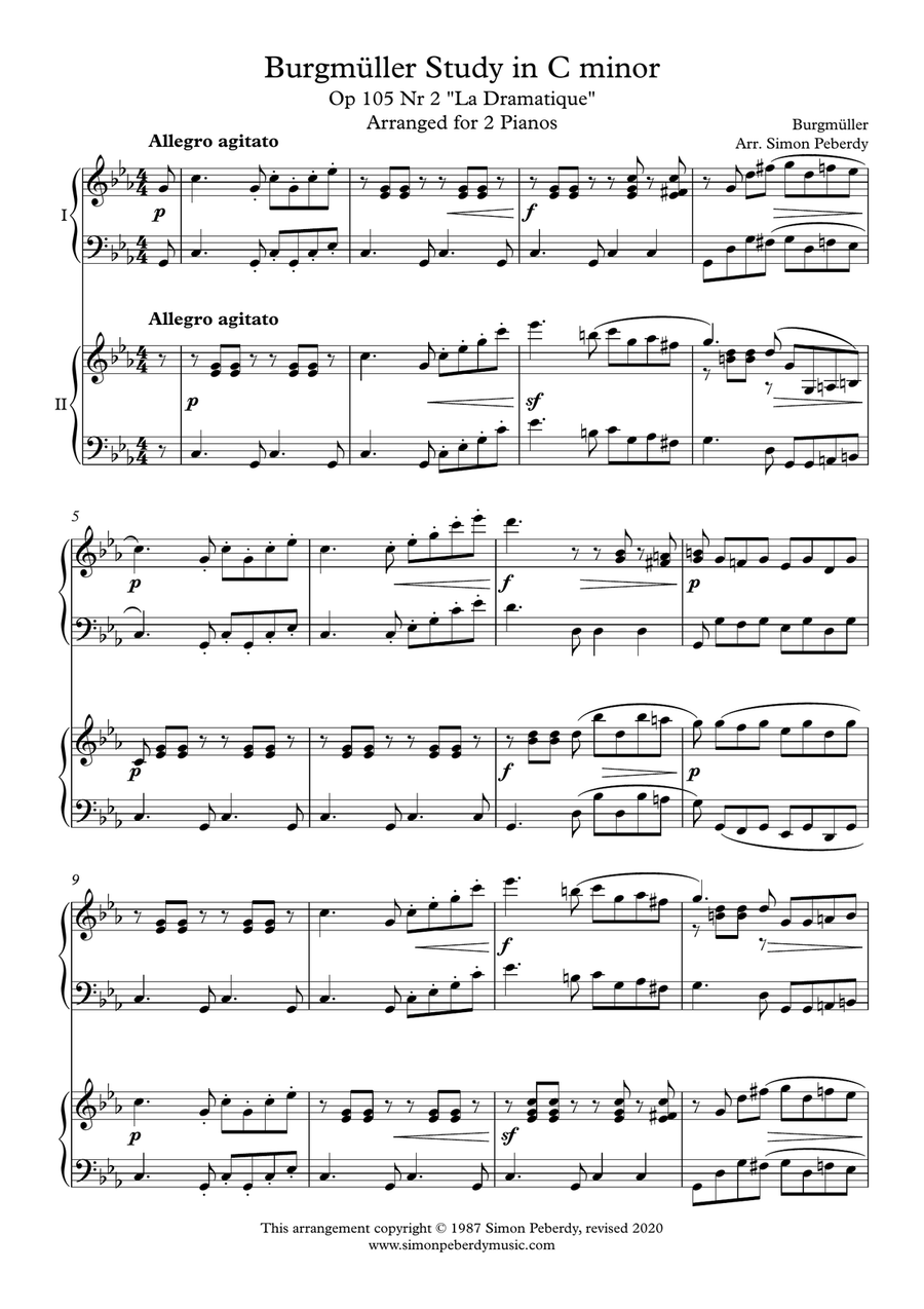 Burgmüller Etude Op 105 No.2 for 2 pianos 