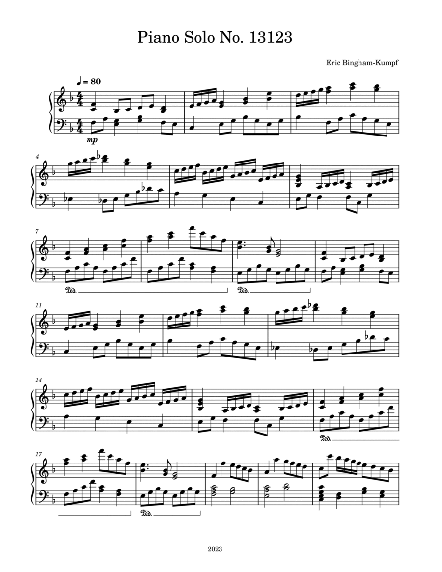 Piano Solo No. 13123 Piano Solo No. 13123 Piano Solo scores gallery preview page 1
