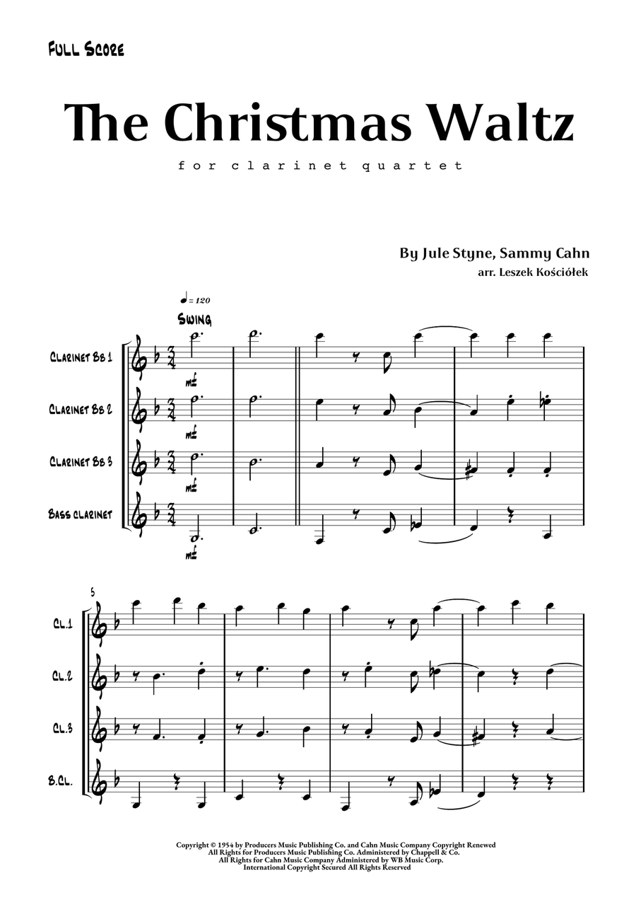 The Christmas Waltz Clarinet Quartet scores gallery preview page 4