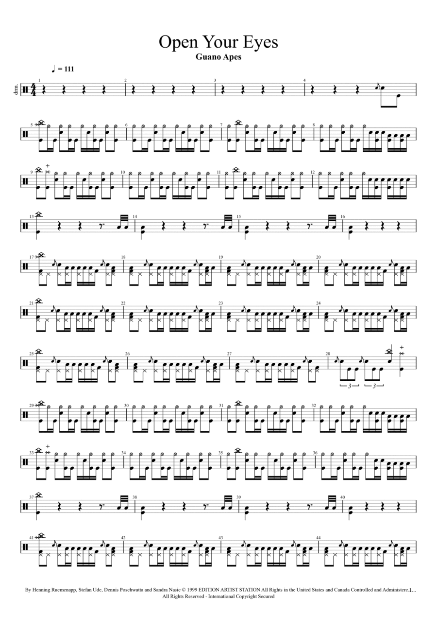 Open Your Eyes Drum Set scores gallery preview page 1