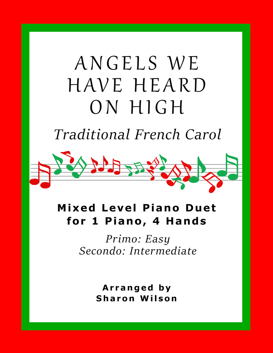 Angels We Have Heard on High (Easy Piano Duet; 1 Piano, 4 Hands) Easy Piano scores gallery preview page 1