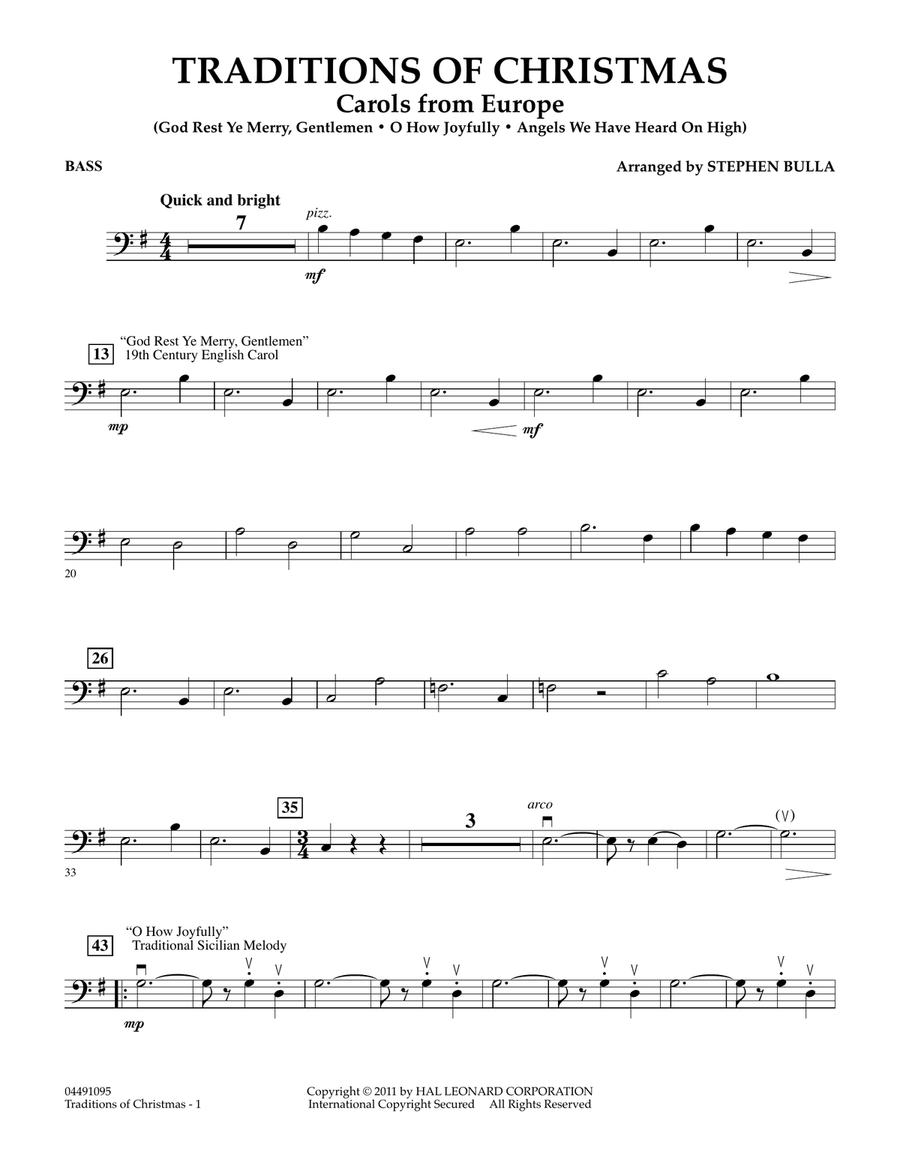 Traditions Of Christmas (Carols From Europe) - Bass Orchestra scores gallery preview page 1