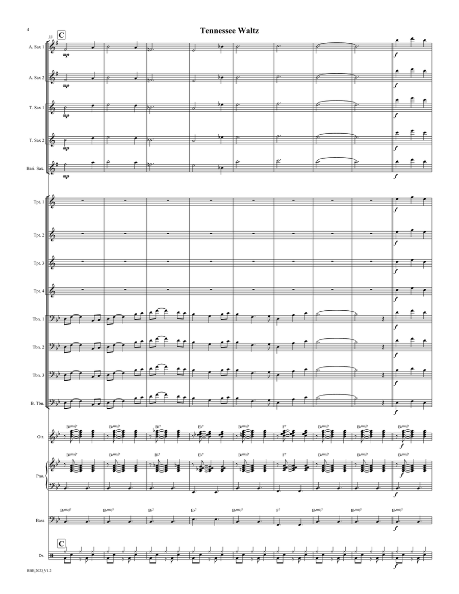 Tennessee Waltz Jazz Ensemble scores gallery preview page 4