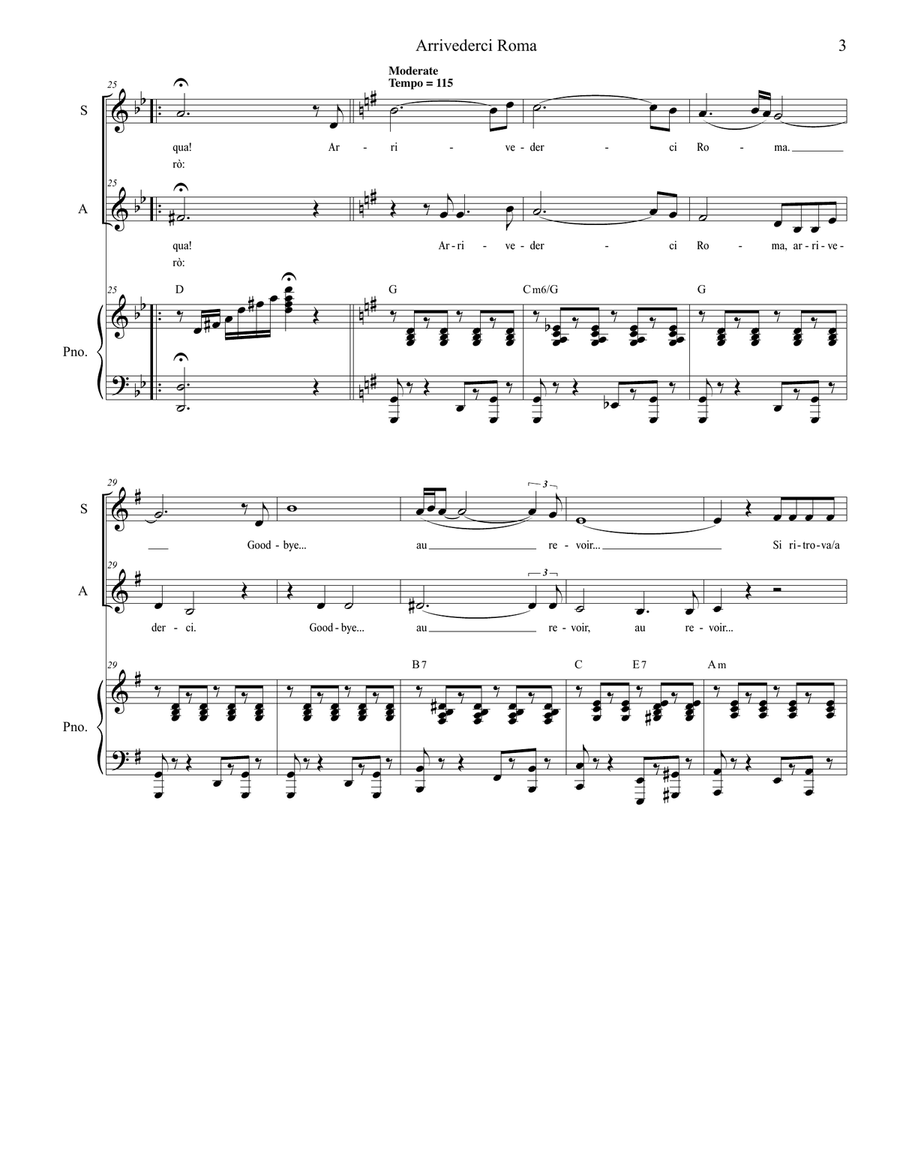 Arrivederci Roma (goodbye To Rome) Alto Voice scores gallery preview page 3