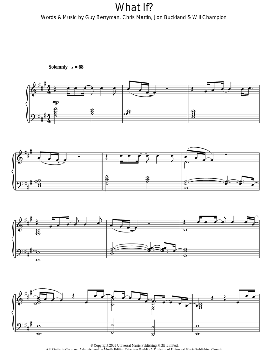 What If? Piano Solo scores gallery preview page 1