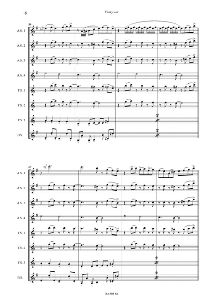 Funky sax pour saxophone Funky sax pour saxophone Saxophone Ensemble scores gallery preview page 7