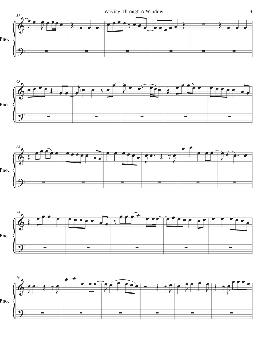 Waving Through A Window Easy Piano scores gallery preview page 3