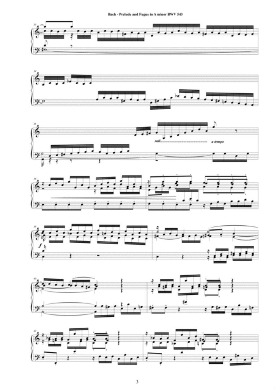Bach - Prelude and Fugue in A minor BWV 543 for Harpsichord or Piano Harpsichord scores gallery preview page 3