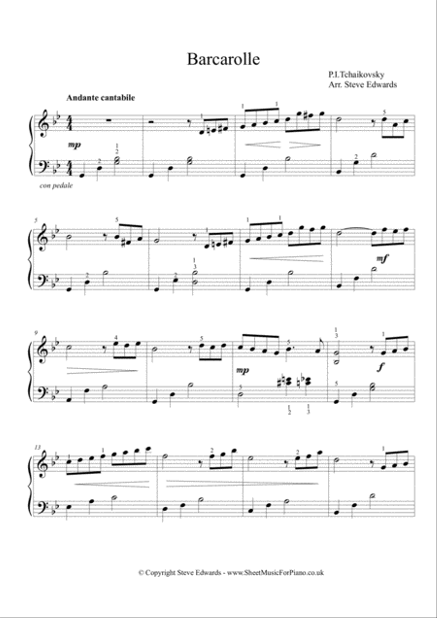 Barcarolle (June) for Solo Piano - Made Easier image number null