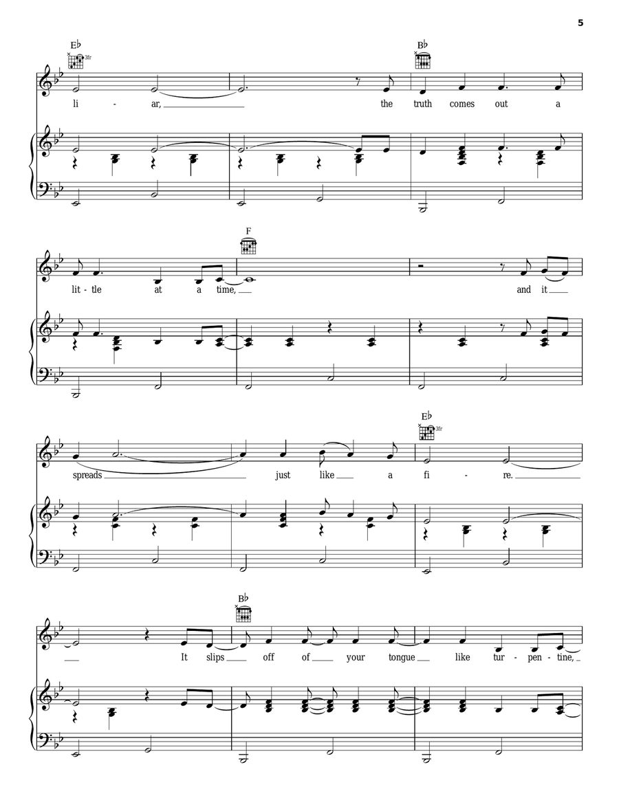 White Liar White Liar Piano, Vocal, Guitar scores gallery preview page 5