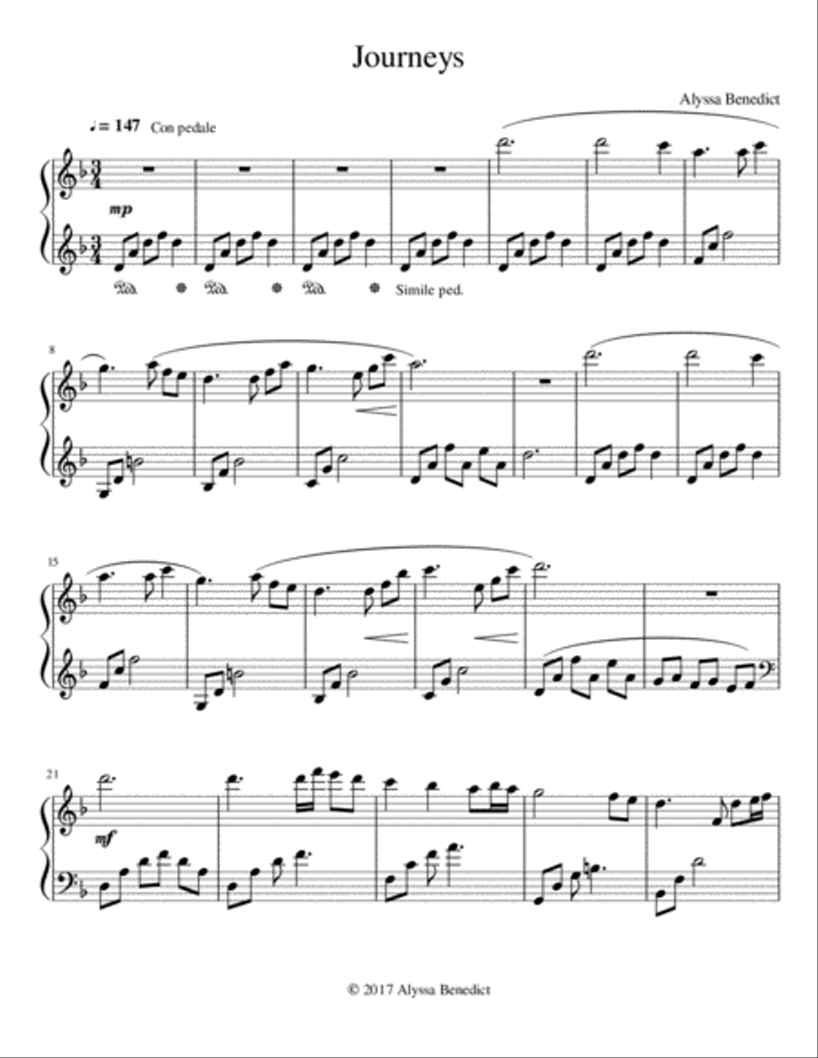 Journeys Piano Solo scores gallery preview page 1