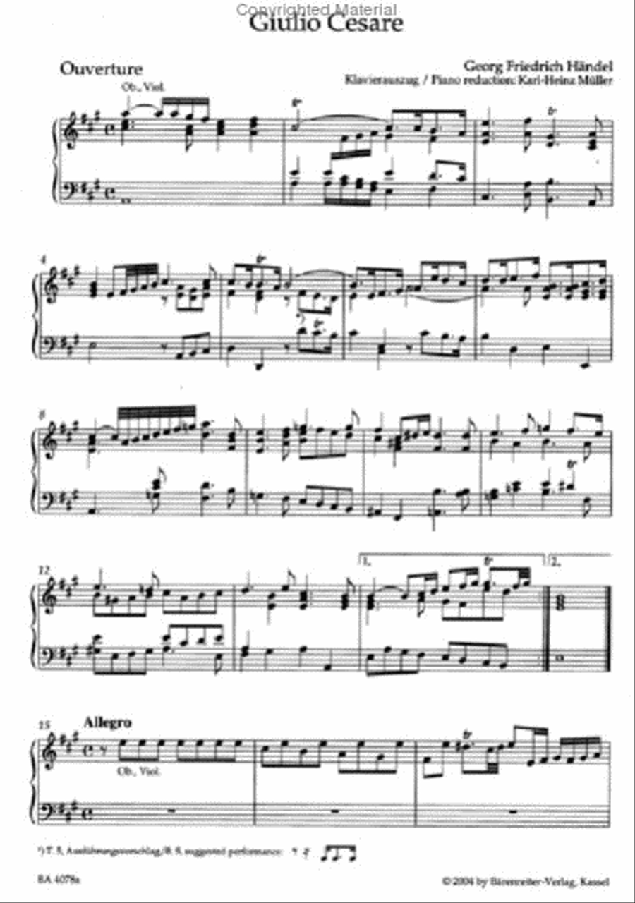 Giulio Cesare in Egitto (Julius Casar in agypten) HWV 17 Alto Voice scores gallery preview page 2