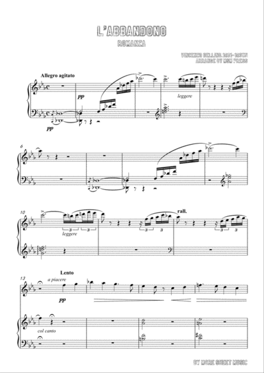 Bellini-L'abbandono,for Violin and Piano Voice scores gallery preview page 3