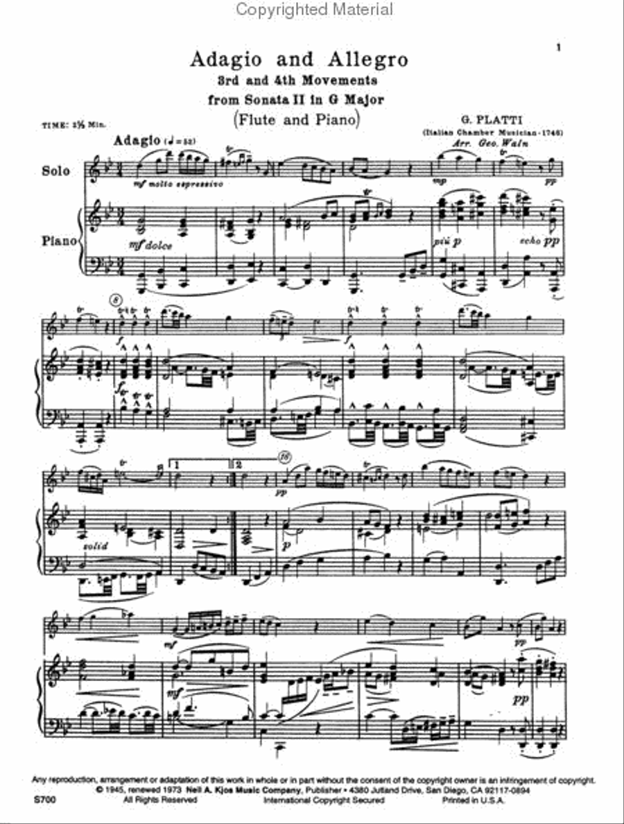 Adagio and Allegro Flute Solo scores gallery preview page 3