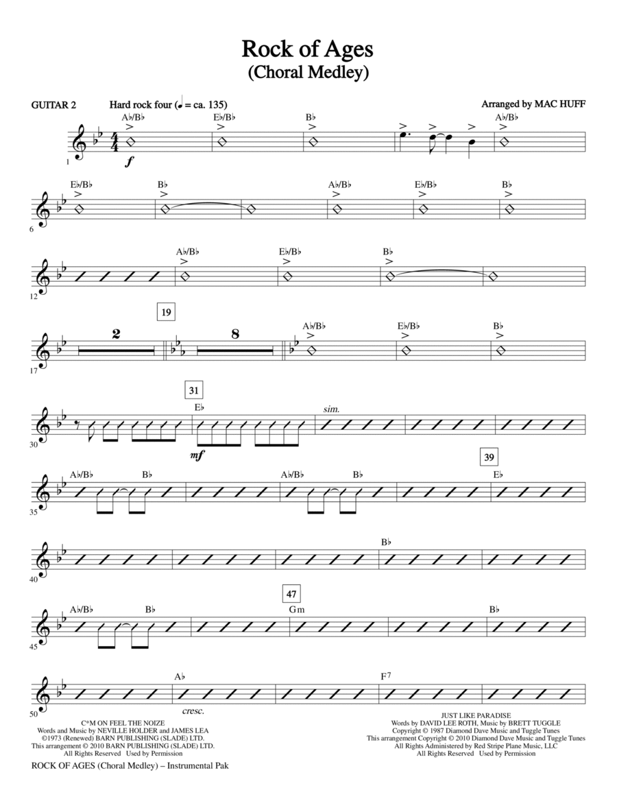 Rock Of Ages (Choral Medley) - Guitar 2 Choir scores gallery preview page 1