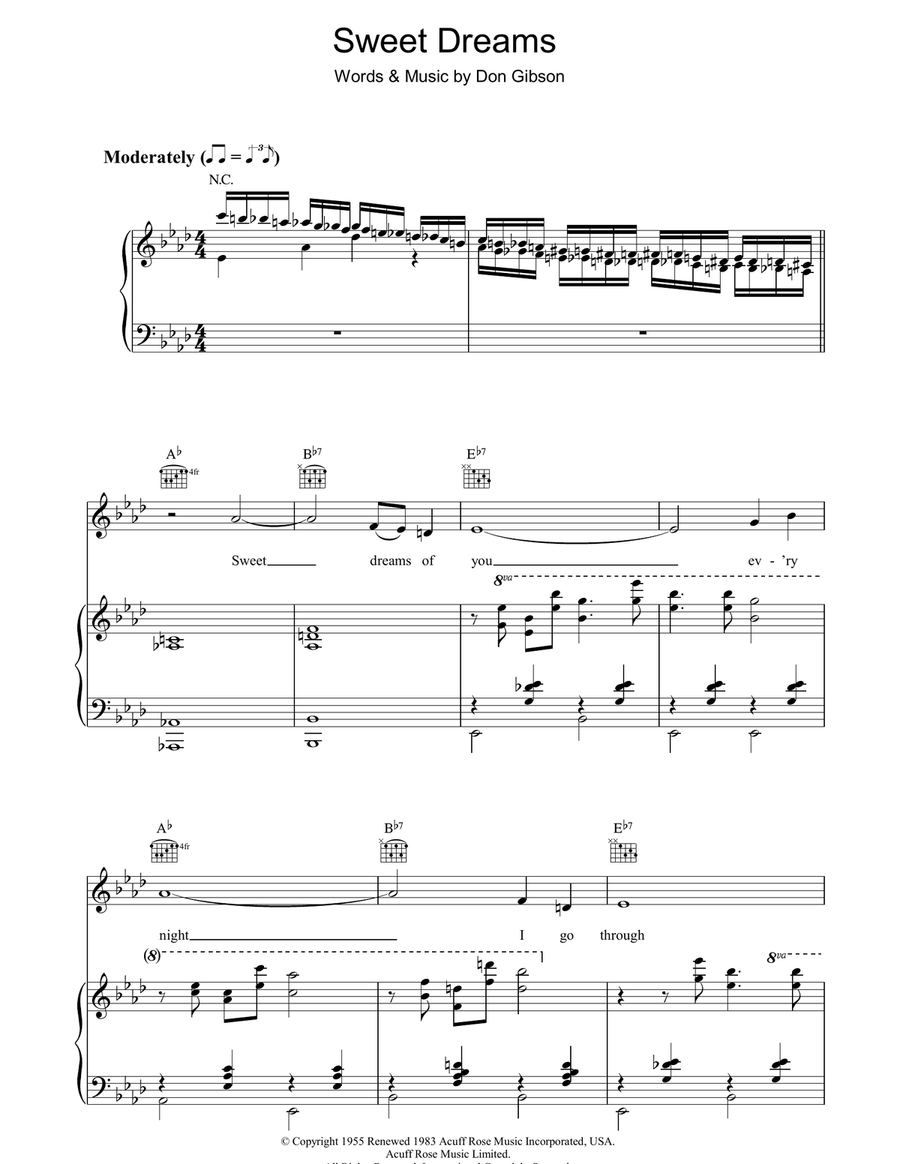 Sweet Dreams Piano, Vocal, Guitar scores gallery preview page 1