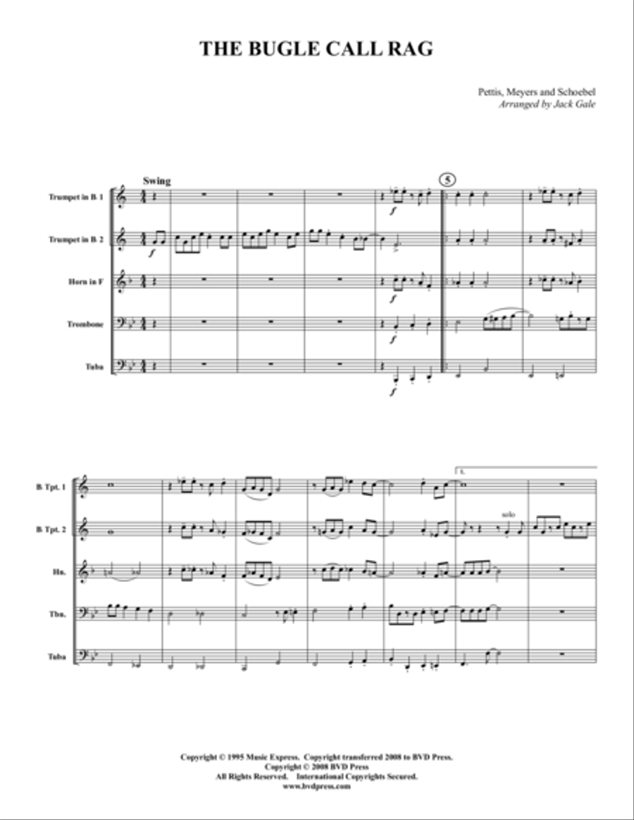Bugle Call Rag Brass Quintet scores gallery preview page 1